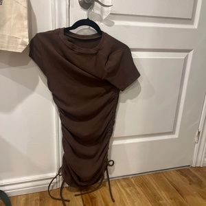 M brown coton mini dress